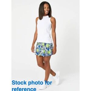Pickleball Bella Women's A-line Skort Skirt DINK 1 sz 2 M blue green ball print